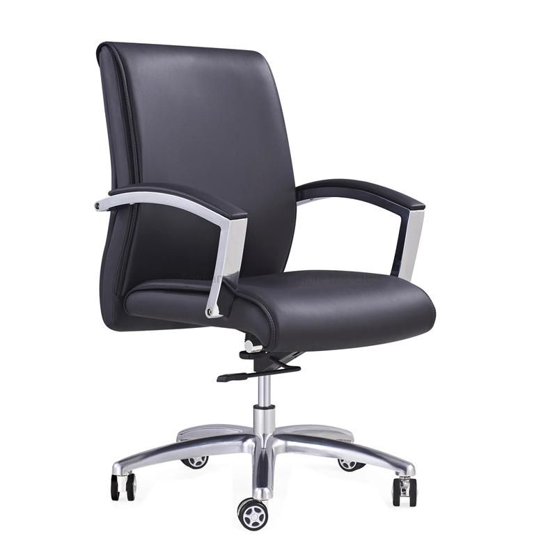 Office Furniture Swivel Ergronomic Executive Meeting Conference Leather Chair with Fixed Armrest