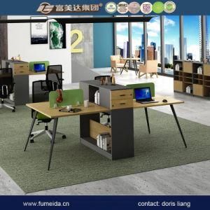Modern Simple 4 Pax Office Desk Workstation with Drawer and Metal Feet