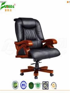 Swivel Leather Office Chair with Solid Wood Foot (FY1039)