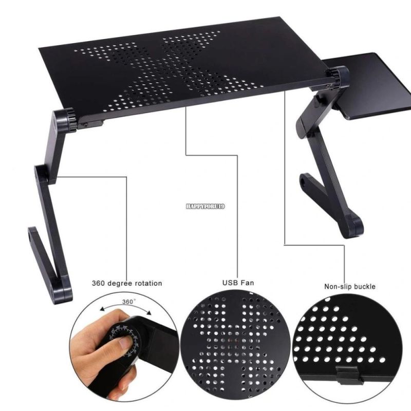 Adjustable Aluminum Laptop Stand Desk Ergonomic Portable TV Bed Desk Tray PC Table