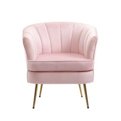 Pink Metal Feet Leisure Seating Chair Lounge Chair with Wide Back