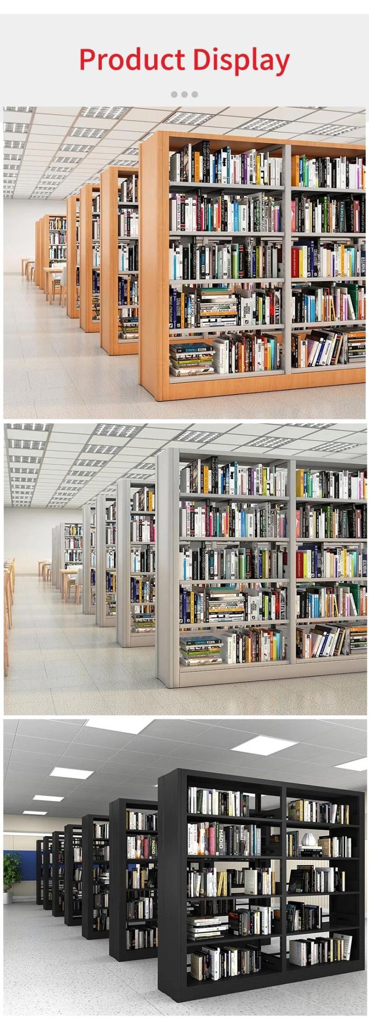 Double Size Office School Library Furniture Bookcase Metal Storage Bookshelf