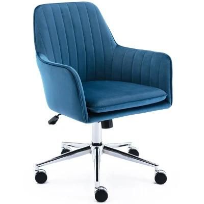 Adjustable Swivel Rolling with Wheels Velvet Office Furniture Vanity Chair