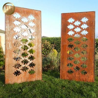 Outdoor Garden Rusty Metal Rectangular Custom Pattern Decoration Screen