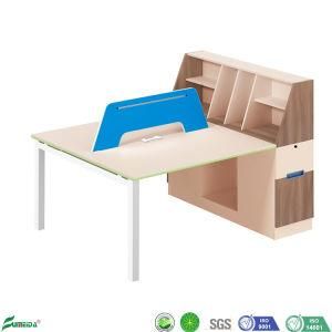 Modern Wood 2 Seats Cluster Staff Desks with Open Side Shelf