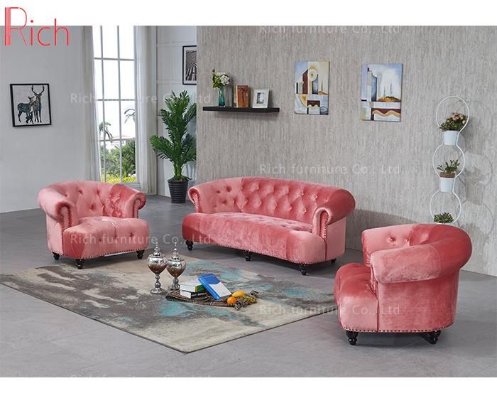 Modern Furniture Lobby Used Velvet Chesterfield Style Office Sofa
