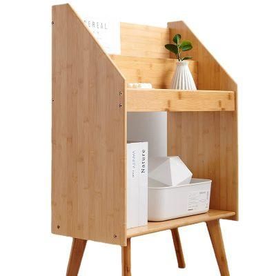 Bamboo Floor Book and Magazine Display Shelf Multifunction Free Standing Organizer Storage Rack