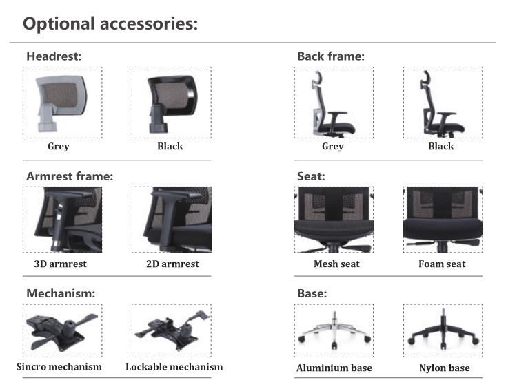 Nylon Back Frame Office Chair High Back Executive Mesh Chair with 3D Armrest