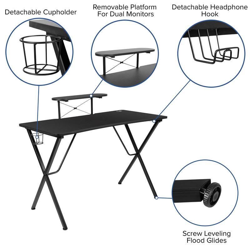 Chair Set Desk Computer & with Cup Holder Headphone Hook and Monitor Stand