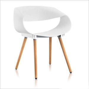 Wholesale Modern Plastic PP Dining Leisure Chair with Wood Base (087A)