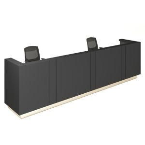 LED Light Reception Counter Design Wooden Office Reception Desk Salon Front Desk Welcome Counter for Sale