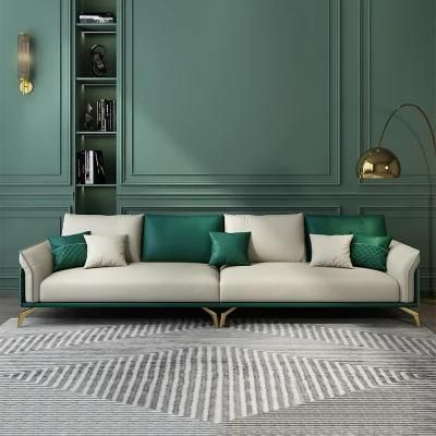 Nordic Whtie Green Fabric Light Luxury Metal Foot Sofa Set 1+2+3