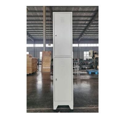 Fas-010 Steel Bedroom Furniture Lockable Vertical 2 Door Clothes Storage Metal Locker Cabinets for Sale