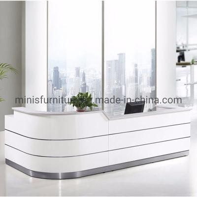 (M-RD603) High Quality Office/Hotel/Shops Furniture White Curved Front Table/Reception Desk