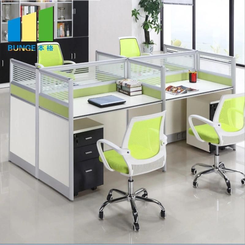 High End Modular Glass Office Workstations Cubicles 2-6 Person Seats Partitions