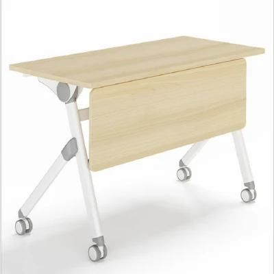 Wooden Folding Training Room Desks Foldable Conference Table with Wheels