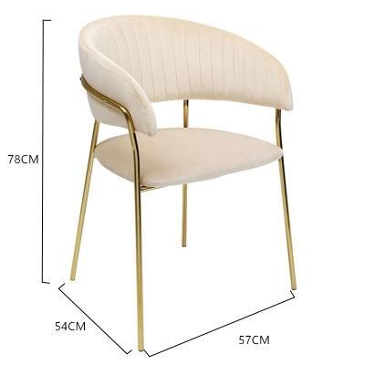 Factory Wholesale Luxury Comfortable Velvet Fabric Soft Cushion Metal Leg Dining Chair