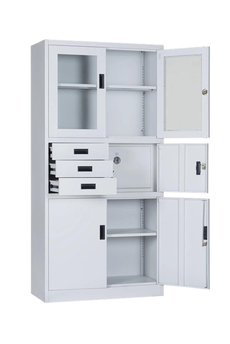 4 Door Detachable Metal Office Lcoker Filing Cabinets Cupboard with 4 Adjustable Shelves and Drawers