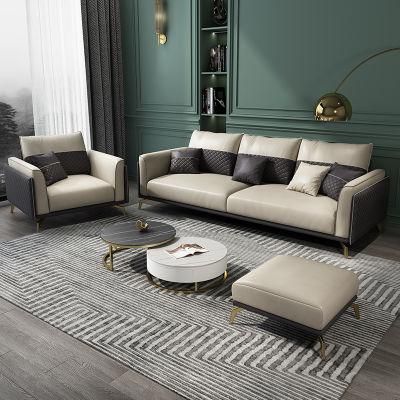 Modern Italian Minimalism Office Sofa Set Furniture Sofa Bed Living Room Sofas with Square Footstool