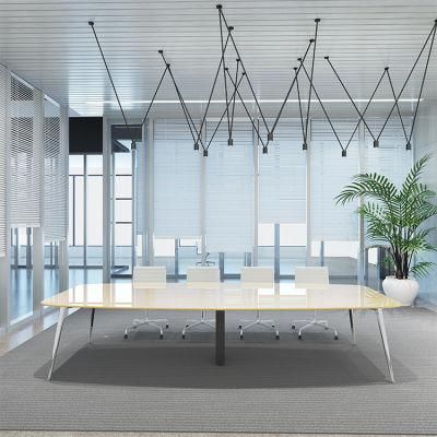 Wholesale Modern Simple Melamine Meeting Desk Metal Frame Conference Table