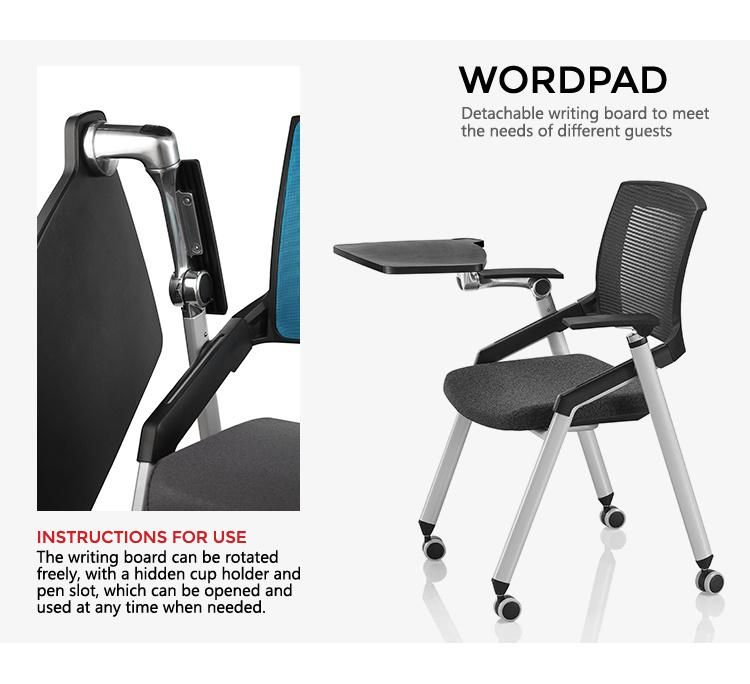 High Quality Conference Student Training Meeting Chair with Tablet Writing Pad