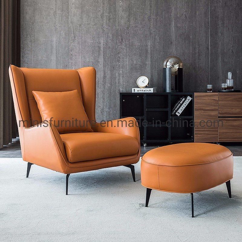 (MN-OC284) Popular Beautiful Office Executive Wooden Genuine Leather Leisure Chair with Footstool