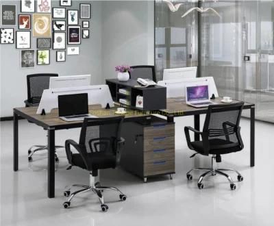 Modern Brief Workstation 4 Seats Partition with Iron Legs