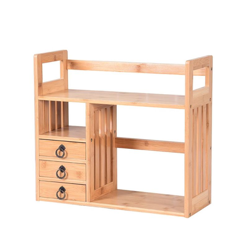 Desktop Bookshelf Children Simple Desk Storage Shelf Office Combination Shelf Student Dormitory Storage Bookcase Desk Organzier with Drawer