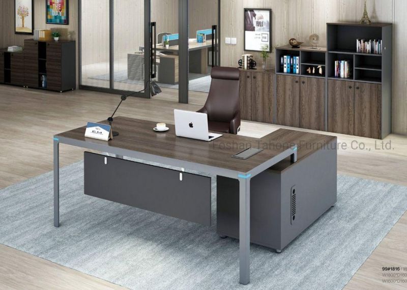 L-Shape Manager Executive Office Computer Desk Iron Leg