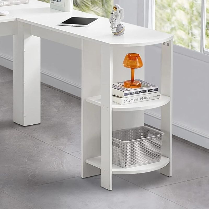 L-Shaped Desk, Home Office Dual Use 130 X 140cm White