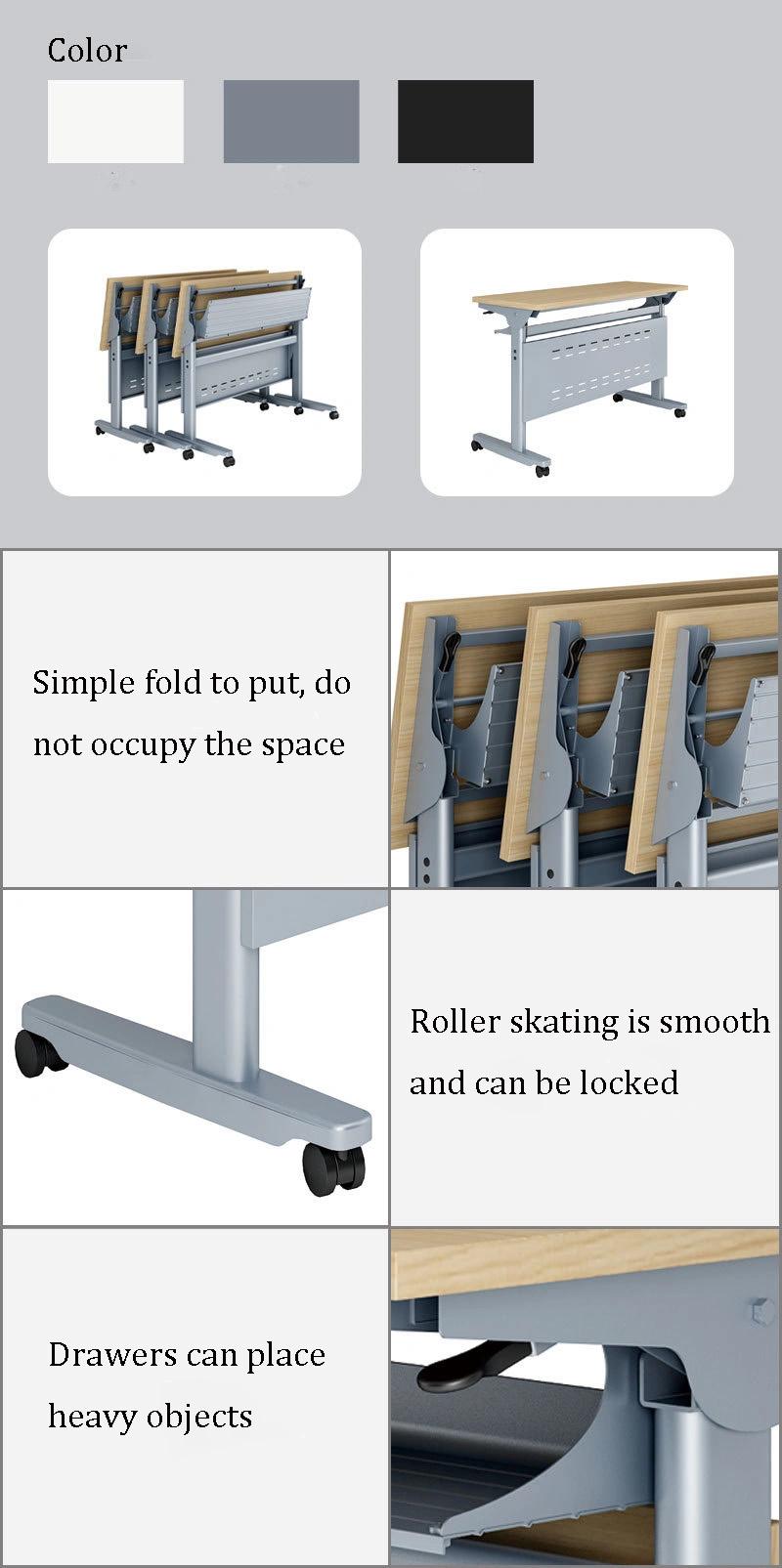 Folding Desk with Wheels Office Meeting Training Study Desk Adjustable Desk Office Desk