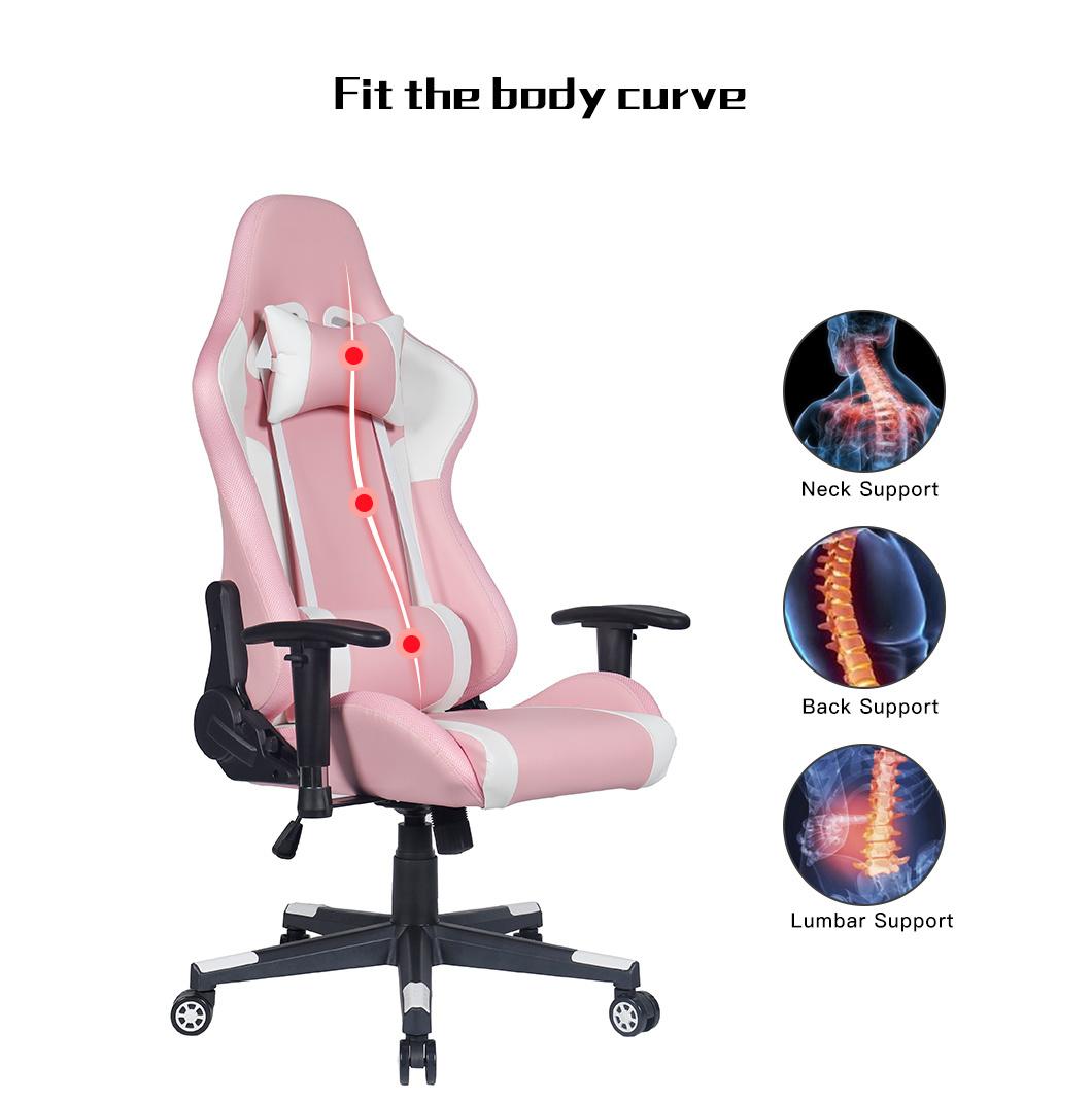 Custom PU Leather Computer Executive Office Racing Gaming Chair with Massage Lumbar and Neck Support