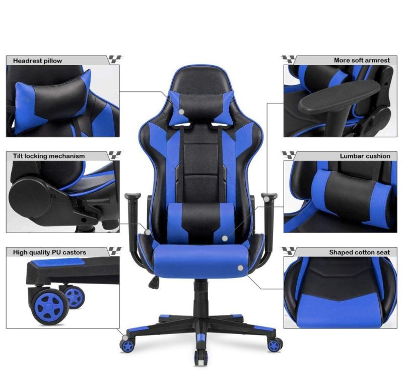 PU Leather Office Reclining Swivel Ergonomic Racing Computer Gaming Chair