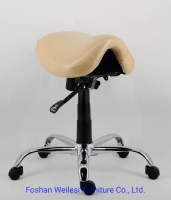 Chrome Base with Nylon Caster Back Tiltling Adjustment Fabric Upholstery High Density Foam Seat Cushion Saddle Chair