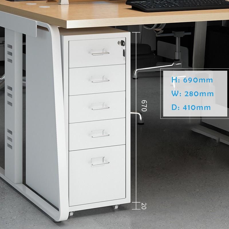 Mobile Filing Cabinet Steel 5 Drawers Home Office Storage