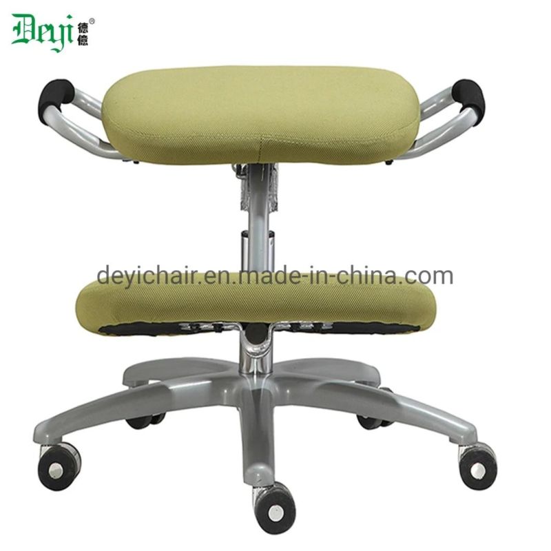 Silver Coated Armrest Frame with PU Paddle Silver Coated Base Simple Tilting Mechanism Light Green Color Knee Chair