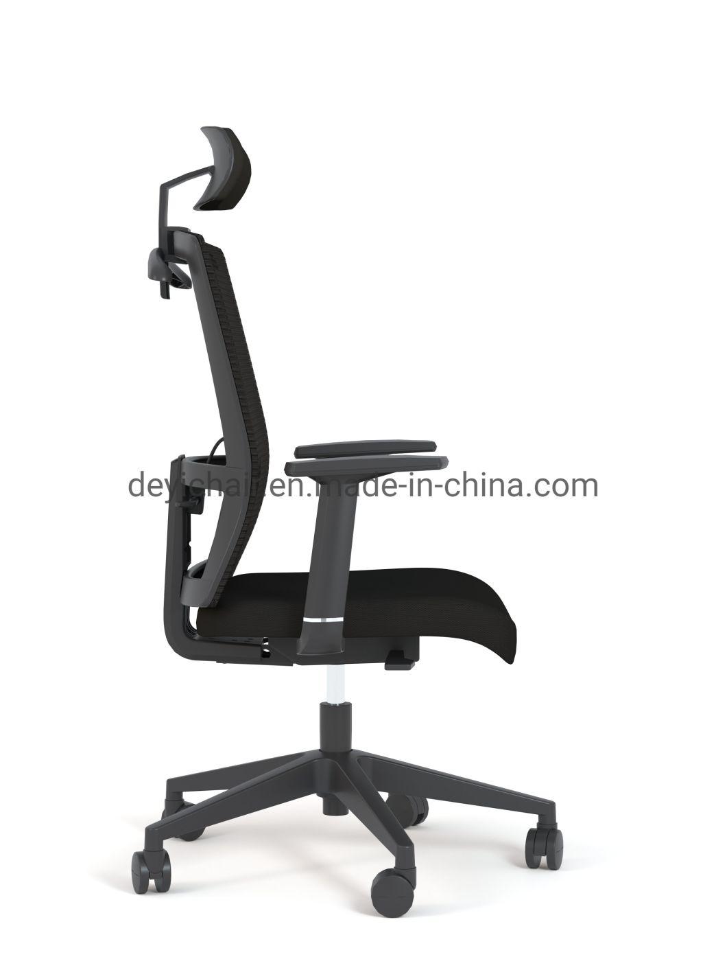 Simple Tilting Mechanism with Headrest BIFMA Standard Nylon Base High Back Office Mesh Back Black Back Frame Chair