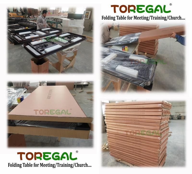 Mahogany Rectangular Melamine Flakeboard Folding Training Desk Table