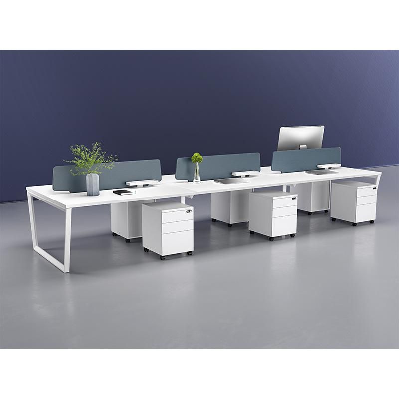 High Quality Modern White Office Computer Desk Six Seat Office Workststions