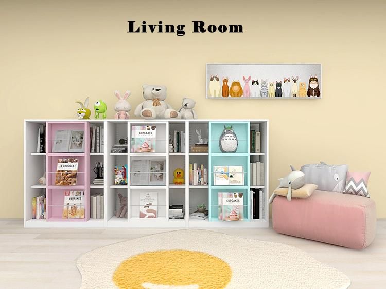 Latest Design Bookshelf Colorful Modern Nursery School Furniture Steel Book Shelf for Kids