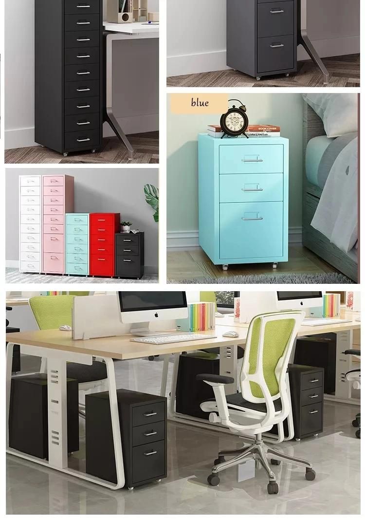 Small Home Office Multi Drawers Unit Steel File Organizer Storage 5 or 6 Drawer Cabinet with Castors