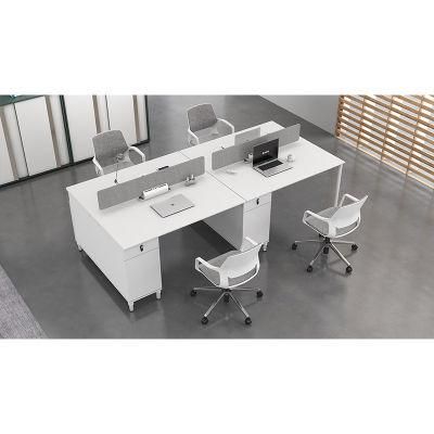 Modern Melamine White 4 Person Office Workstations