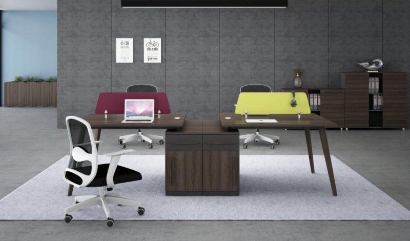 Foshan Manufacturer Office Workstation Wooden Leg Computer Desk with Drawer