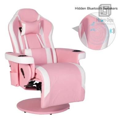 Pink Professional Gaming Recliner Gamer Chair with Soft Back