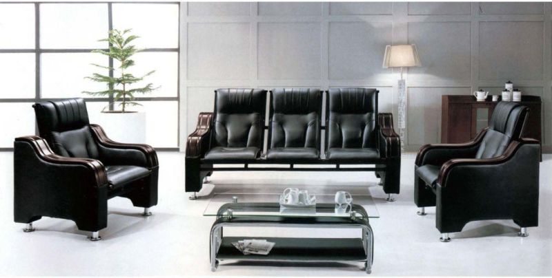 Commercial Black Recliner Leather Furniture 1+1+3 Office Sofa