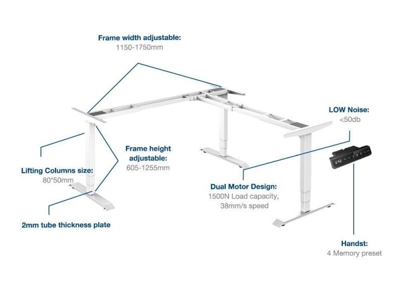 Jiecang Large Exclusive Office Ergonomic L Shape Height Adjustable Electric Standing Office Desk
