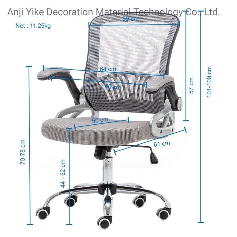 Factory Supplier Flip up Armrest Foldable Backrest Mesh Executive Folding Sedia Da Ufficio Office Chairs