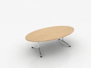 Oval Woodern Rotated Wheels Foldable Training Meeting Office Desk Table