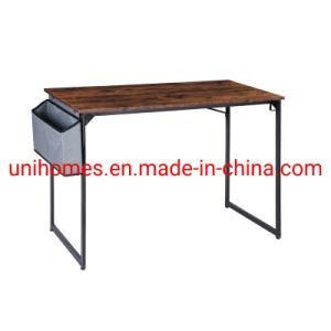 Computer Desk Study Writing Table for Home Office, Industrial Simple Style PC Desk, Black Metal Frame, Rustic