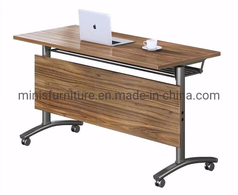(M-TD501) School Computer Table Office Conference Folding Training Desk with Wheels and Baffle and Shelf